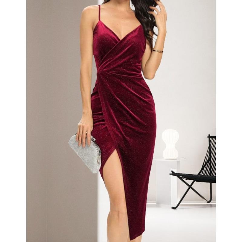 Women V Neck Sleeveless Velvet Wrap Maxi Dress With High Slit S кларет
Women V Neck Sleeveless Velvet Wrap Maxi Dress With High Slit S кларет