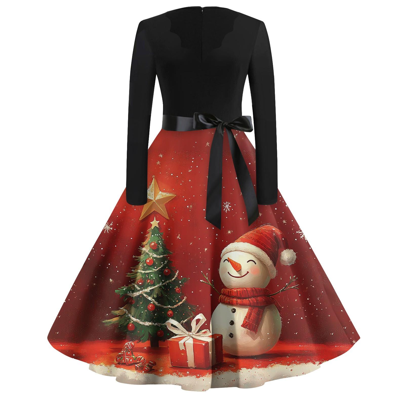 Женское повседневное модное платье с длинным рукавом и принтом, вечернее повседневное платье с V-образным вырезом и вырезом XXXL киноварь