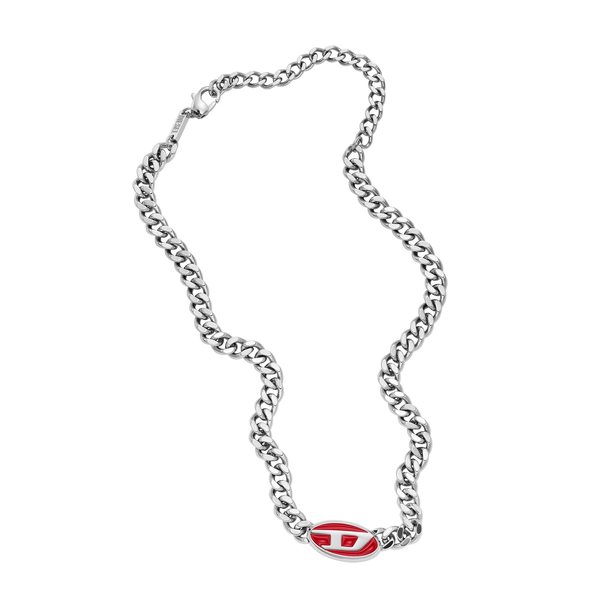 DIESEL All Gender Stainless Steel Chain Stainless No Jewels Enamel Necklace, Length 400mm+100mm, Width 24.8mm, Height 13.4mm, Steel, Silver/Red
DIESEL All Gender Stainless Steel Chain Stainless No Jewels Enamel Necklace, Length 400mm+100mm, Width 24.8mm, Height 13.4mm, Steel, Silver/Red
