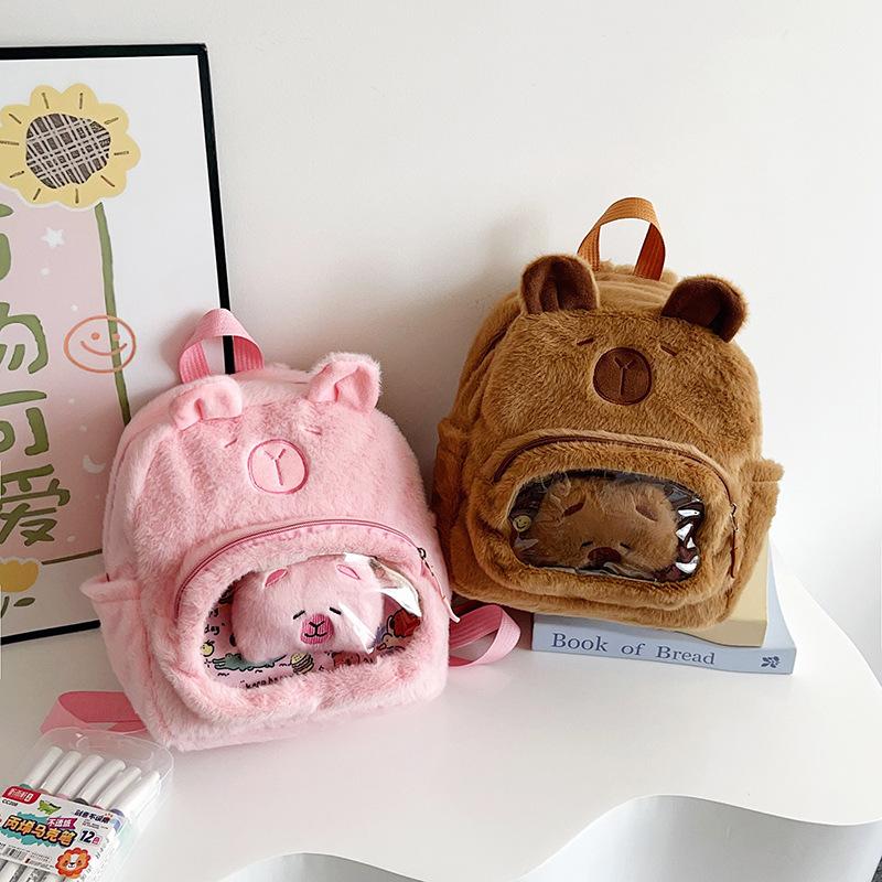 New plush children s backpack cute capybara cartoon bear plush bag girl student backpack коричневий
New plush children s backpack cute capybara cartoon bear plush bag girl student backpack коричневий