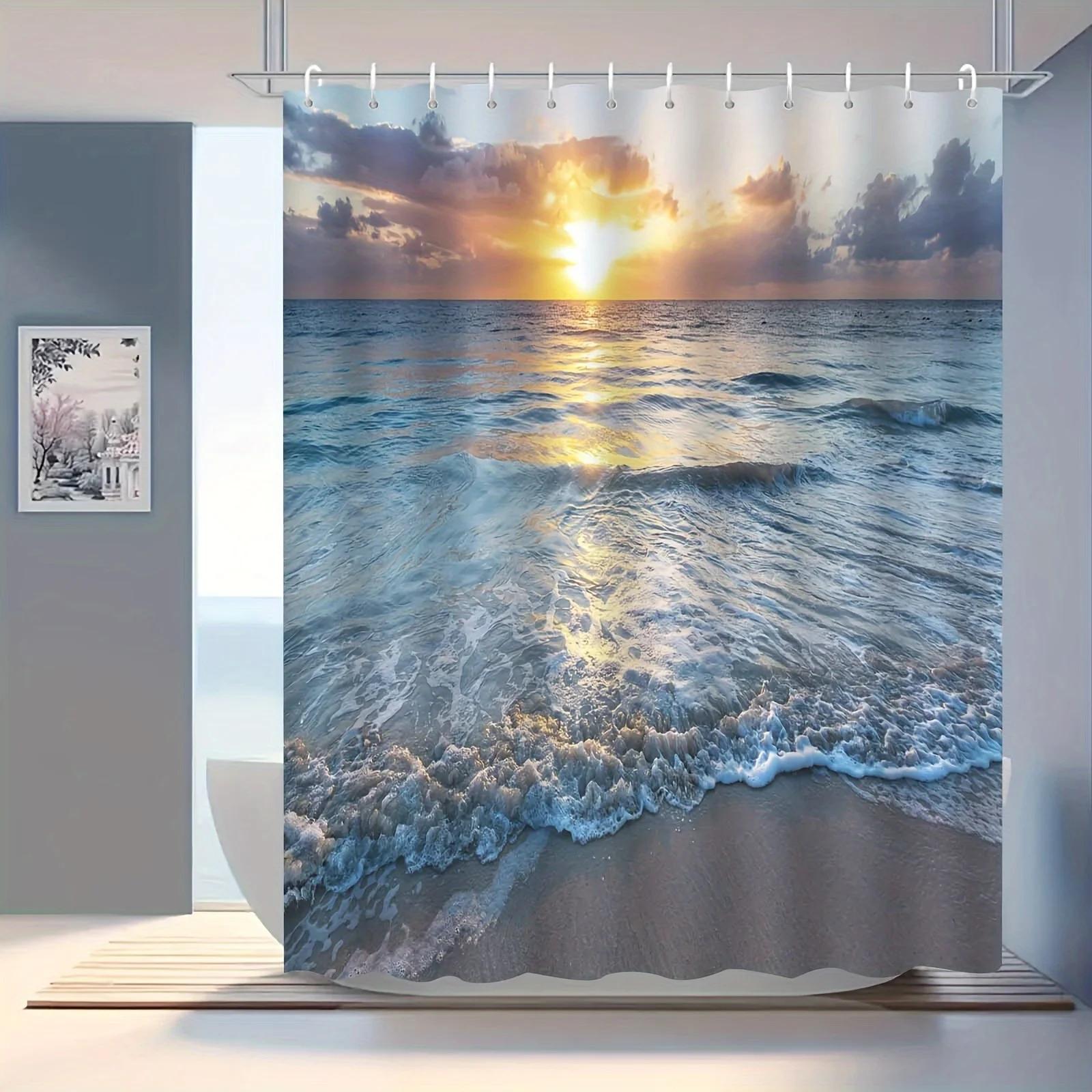 Elegant Beach Sunset Waterproof Shower Curtain – Perfect For Adding A Serene And Coastal Touch To Your Bathroom Decor W60H190(CM)-1 Pcs
Elegant Beach Sunset Waterproof Shower Curtain – Perfect For Adding A Serene And Coastal Touch To Your Bathroom Decor W60H190(CM)-1 Pcs