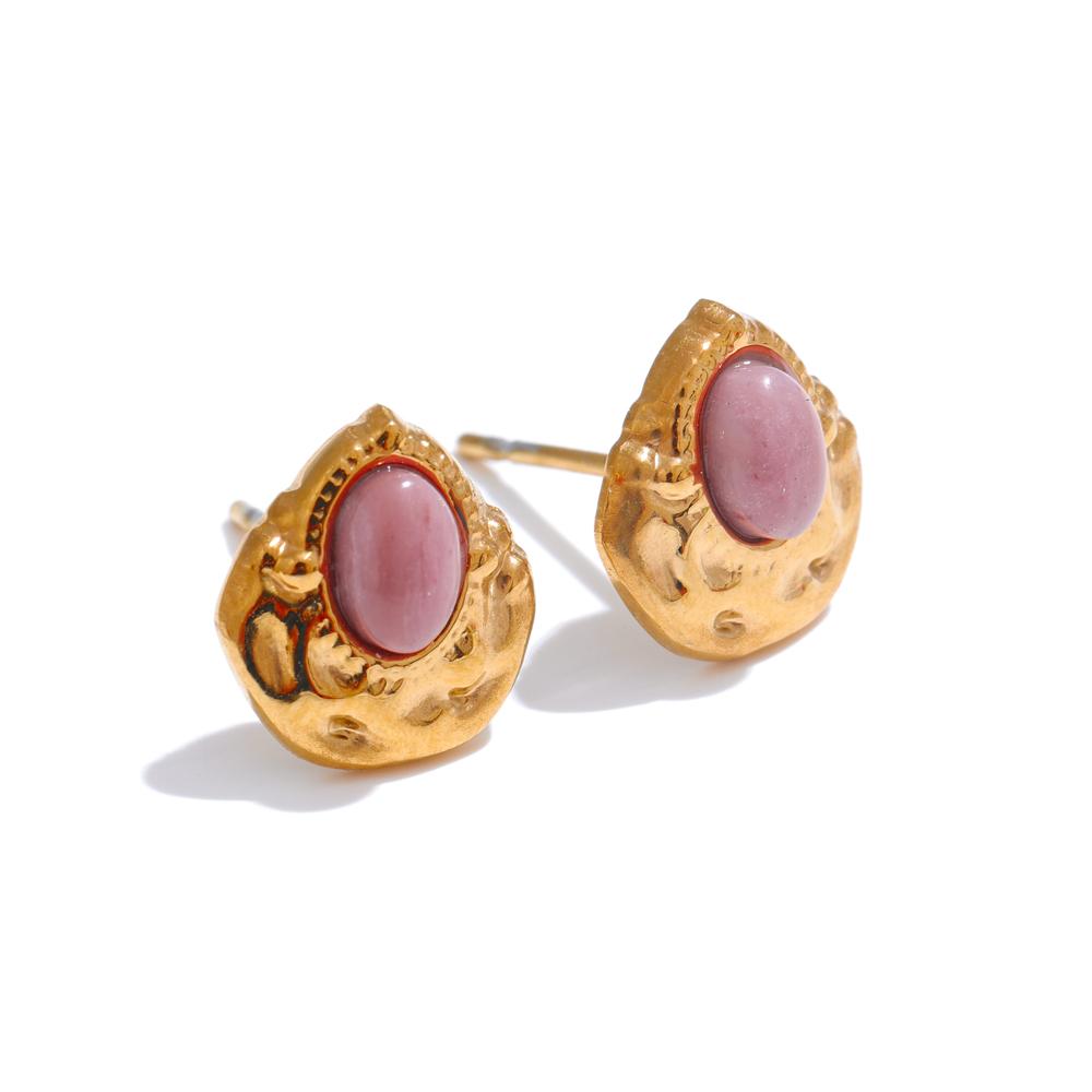 Yhpup France Vintage Style Stainless Steel Natural Stone Smaller Golden Stud Earrings Anti Allergic Metal Popular Jewelry
Yhpup France Vintage Style Stainless Steel Natural Stone Smaller Golden Stud Earrings Anti Allergic Metal Popular Jewelry