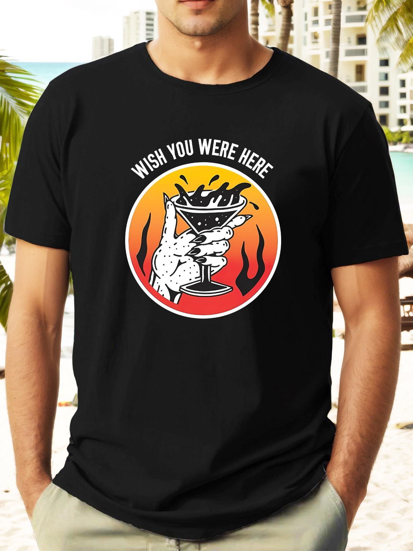 Wish You Were Here Cocktail Graphic T-shirt - Summer Casual Short Sleeve Tee with Bold Lettering & Tropical Design M
Wish You Were Here Cocktail Graphic T-shirt - Summer Casual Short Sleeve Tee with Bold Lettering & Tropical Design M