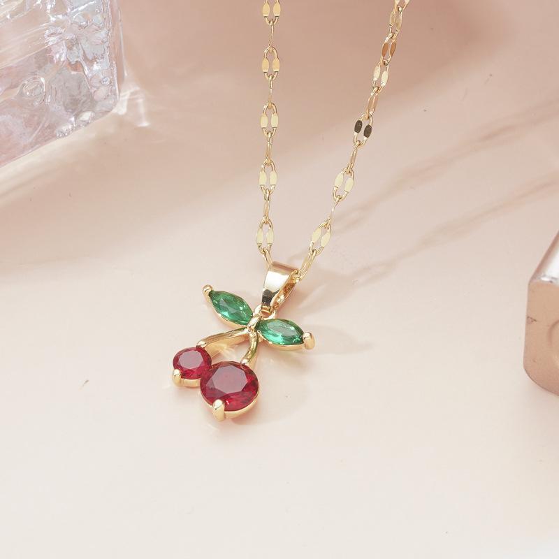 Fashion Korean style red cherry pendant micro-set zircon cute fruit necklace temperament cherry personality clavicle chain gift
Fashion Korean style red cherry pendant micro-set zircon cute fruit necklace temperament cherry personality clavicle chain gift