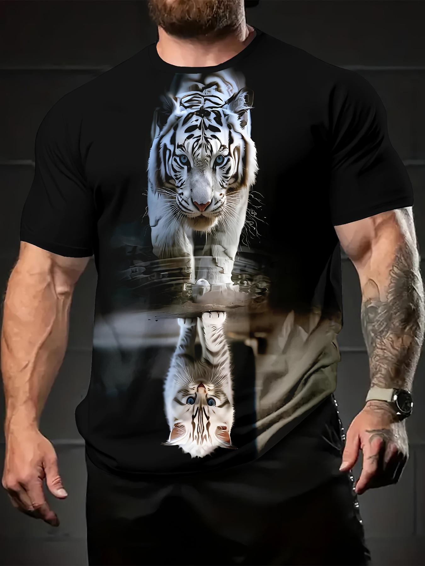 Футболка мужская с рисунком 3D Tiger Reflection - черная повседневная футболка с коротким рукавом и ярким принтом белого тигра, мягкая полиэстеровая ткань, летний уличный стиль S чёрный
Футболка мужская с рисунком 3D Tiger Reflection - черная повседневная футболка с коротким рукавом и ярким принтом белого тигра, мягкая полиэстеровая ткань, летний уличный стиль S чёрный