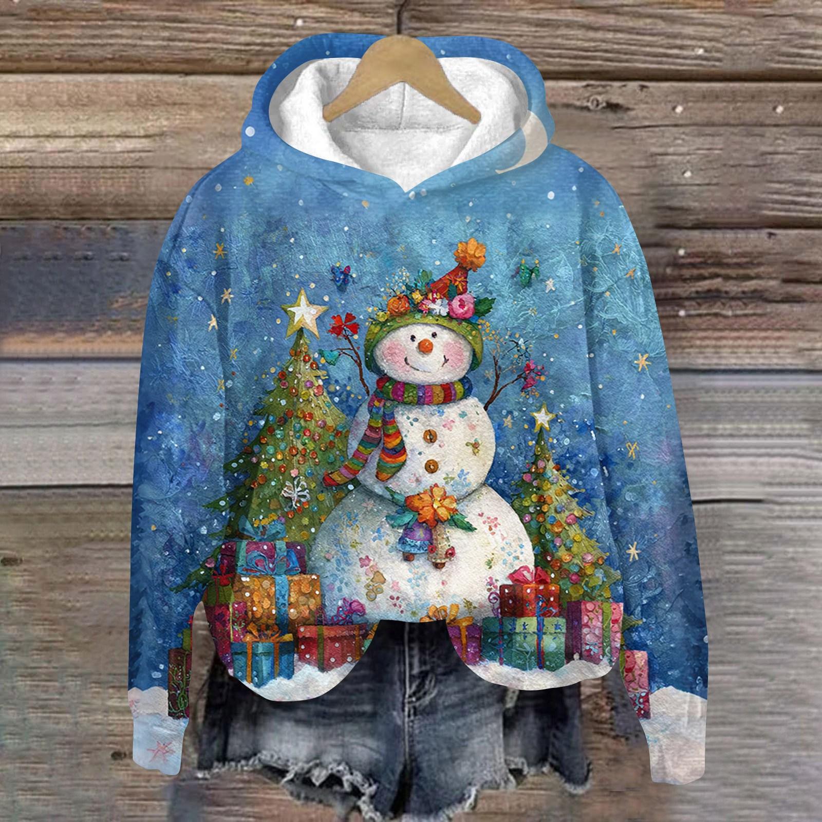 Женская модная толстовка с длинным рукавом, рождественским принтом, свободного кроя, с капюшоном XL
Женская модная толстовка с длинным рукавом, рождественским принтом, свободного кроя, с капюшоном XL