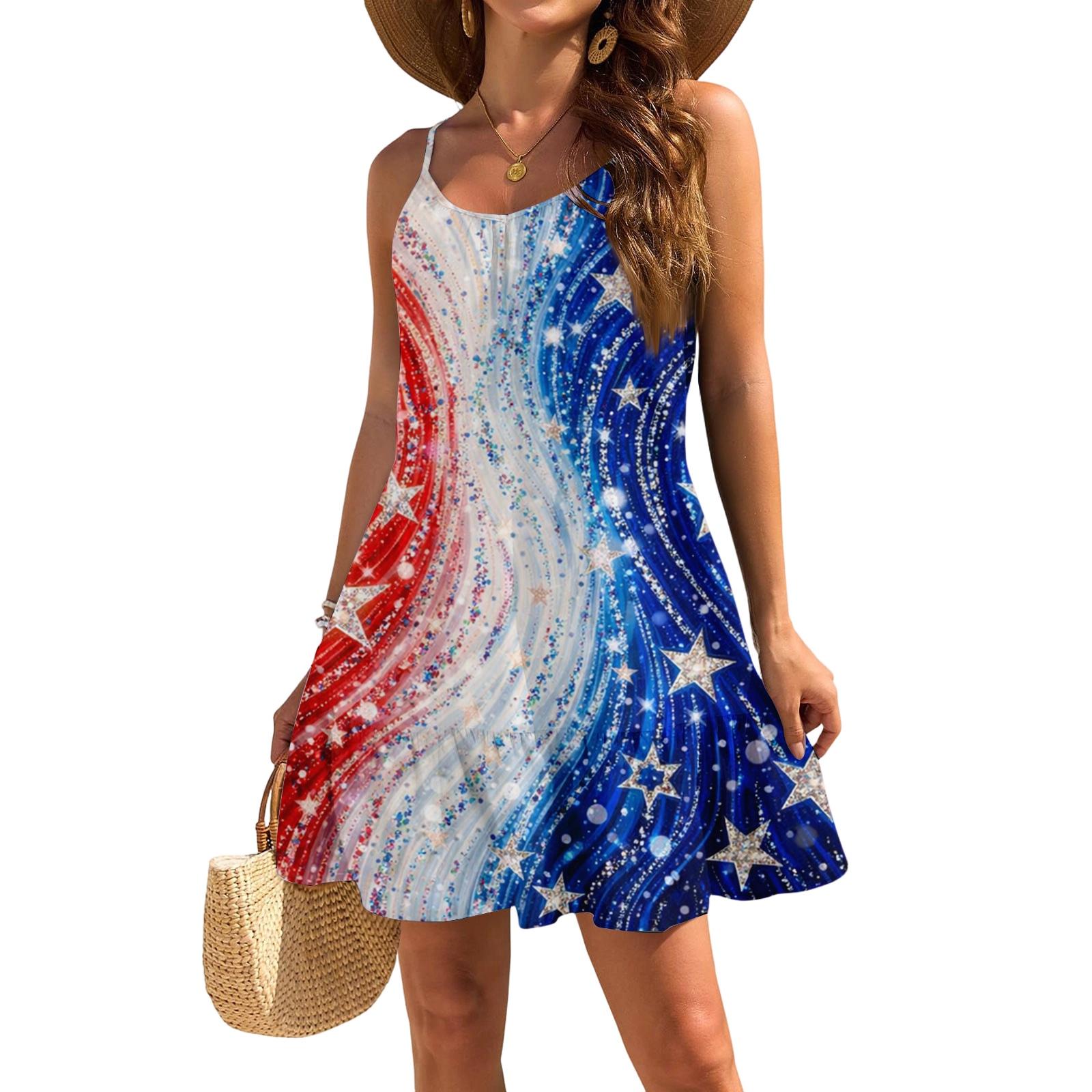 Women s Sleeveless Sling Loose Casual Elegant Beach Independence Day Printed Dress XL білий
Women s Sleeveless Sling Loose Casual Elegant Beach Independence Day Printed Dress XL білий