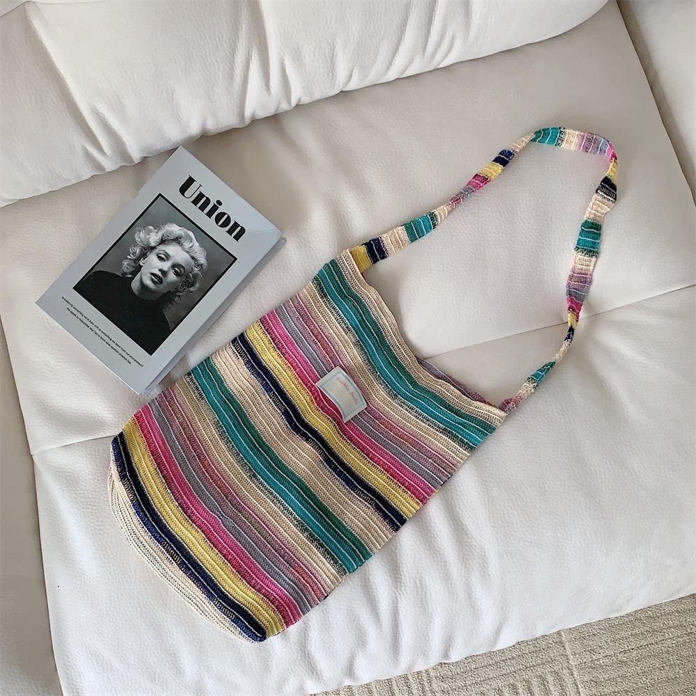 Colorful Knitted Women s Shoulder Bag Sweet Vintage Ladies Shopping Bags Large Capacity Wool Rainbow Female Travel Tote Handbags
Colorful Knitted Women s Shoulder Bag Sweet Vintage Ladies Shopping Bags Large Capacity Wool Rainbow Female Travel Tote Handbags