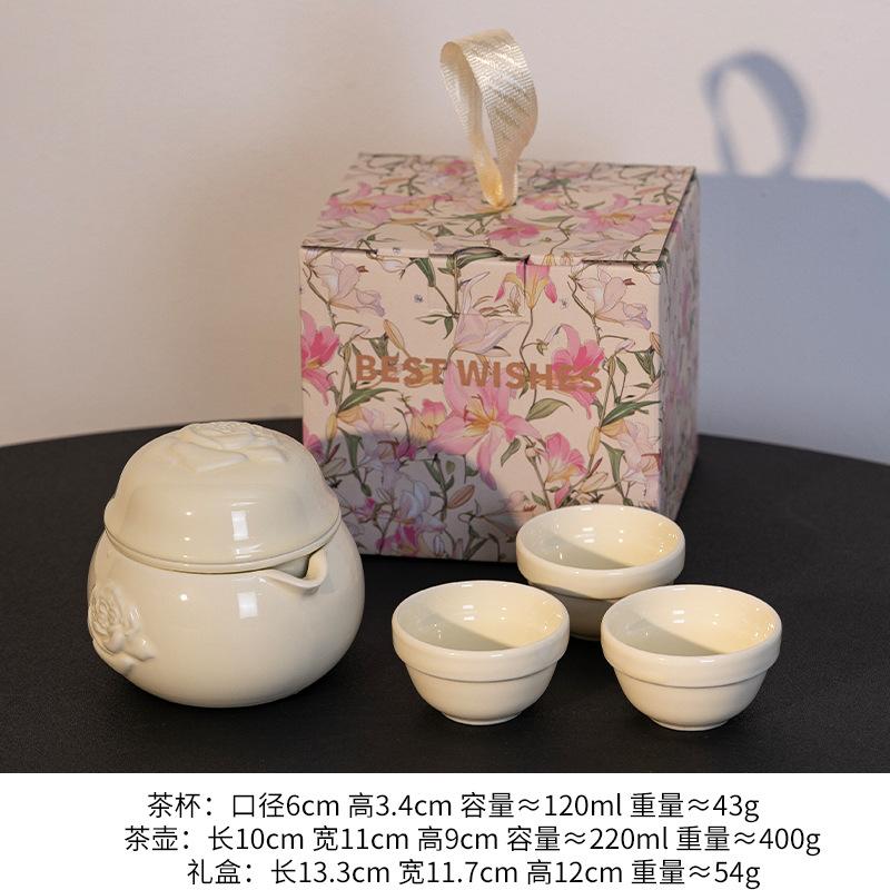 Kuaike Cup White Porcelain Travel Tea Set Ceramic Portable Kung Fu Dehua Cover Bowl Set Portable Three Cups 220ml
Kuaike Cup White Porcelain Travel Tea Set Ceramic Portable Kung Fu Dehua Cover Bowl Set Portable Three Cups 220ml