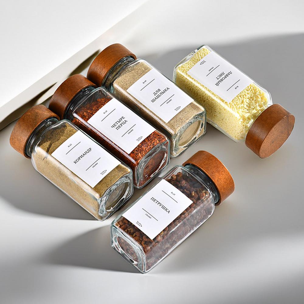 12Pcs 4oz Square Spice Jar Transparent Glass Seasoning Container with Wooden Lid ( No FDA,BPA Free ) Type A 
12Pcs 4oz Square Spice Jar Transparent Glass Seasoning Container with Wooden Lid ( No FDA,BPA Free ) Type A