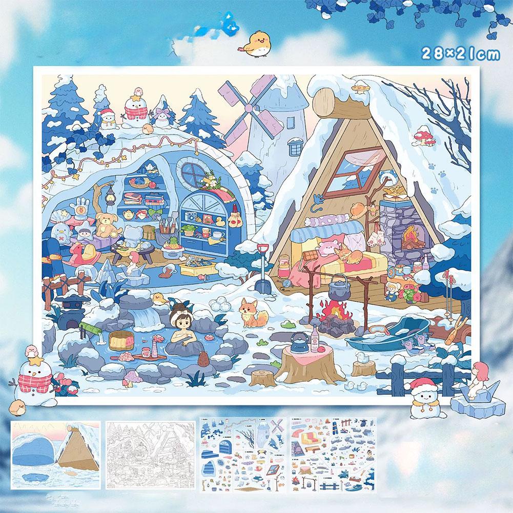 Four Seasons Theme Visual 3D Cabin Landscape Stickers Miniature Scene Hand-Pasted Collage DIY Toys Gift For Kid Child Winter
Four Seasons Theme Visual 3D Cabin Landscape Stickers Miniature Scene Hand-Pasted Collage DIY Toys Gift For Kid Child Winter