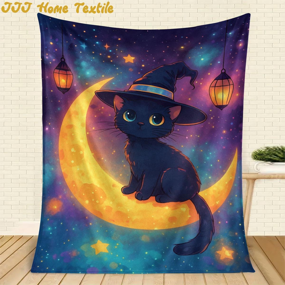 Outlandish black cat pattern Flannel printed blanket suitable for all seasons suitable for living room office sofa and travel 75x90cm
Outlandish black cat pattern Flannel printed blanket suitable for all seasons suitable for living room office sofa and travel 75x90cm