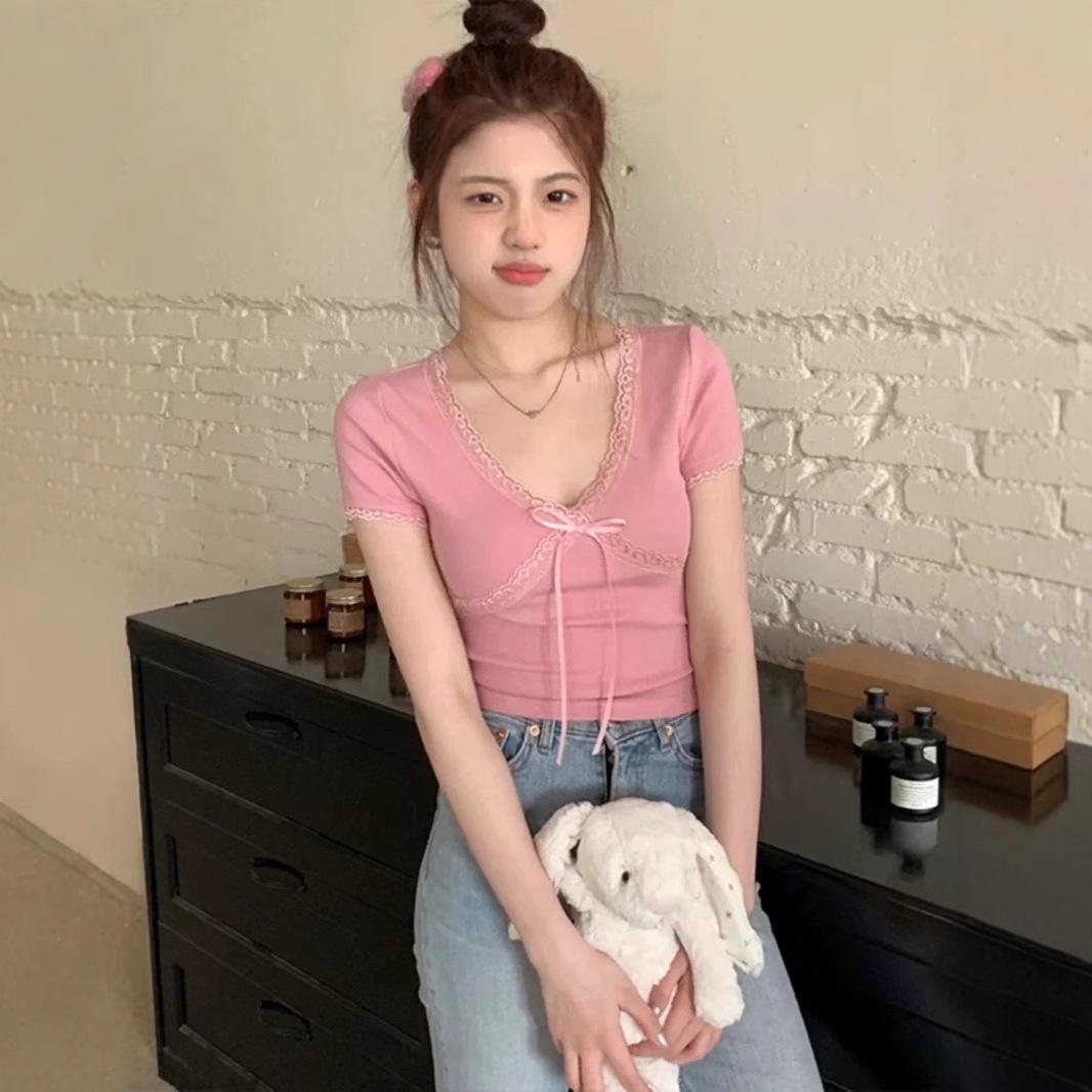 Women s Lace V-neck Short-Sleeve Knit Top - Y2K Summer 2025, Slimming Bow Design One size (up to 125 lbs) зелёный
Women s Lace V-neck Short-Sleeve Knit Top - Y2K Summer 2025, Slimming Bow Design One size (up to 125 lbs) зелёный