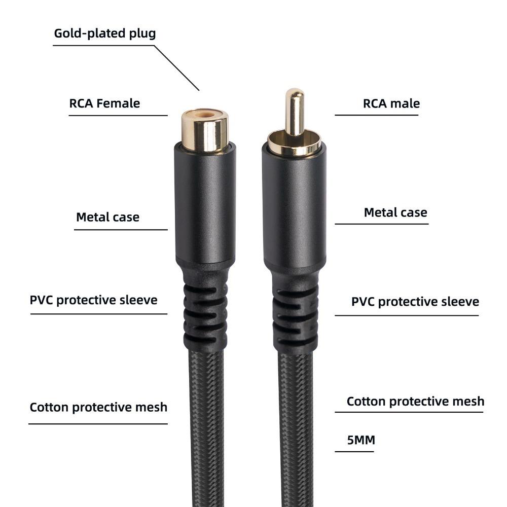 Gold Plated for RCA Extension Cable Male to Female for RCA Audio Cable DVD Player 1.8m/5.9ft
Gold Plated for RCA Extension Cable Male to Female for RCA Audio Cable DVD Player 1.8m/5.9ft
