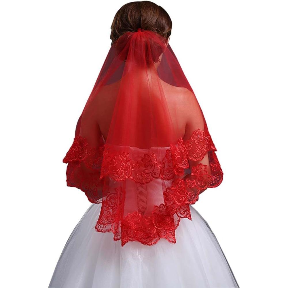 Classic Red Bridal Headcloth Wedding Veil, Simple Long Lace Veil Translucent Headpiece for Women Pack of 1
Classic Red Bridal Headcloth Wedding Veil, Simple Long Lace Veil Translucent Headpiece for Women Pack of 1