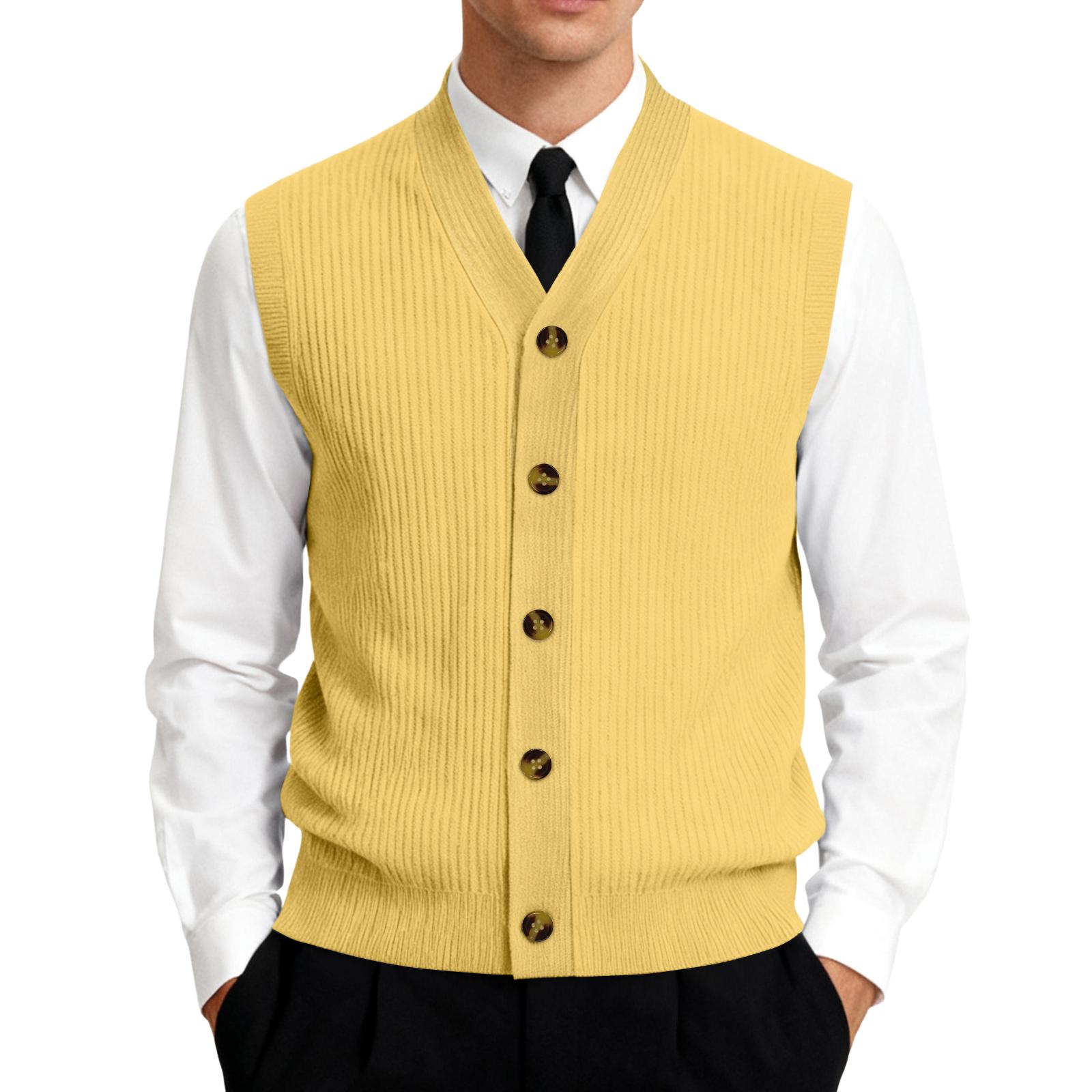 Men s V-Neck Sleeveless Knit Cardigan Vest Classic Button Down Ribbed Knitwear for Business or Casual Office Wear XXXL жёлтый
Men s V-Neck Sleeveless Knit Cardigan Vest Classic Button Down Ribbed Knitwear for Business or Casual Office Wear XXXL жёлтый