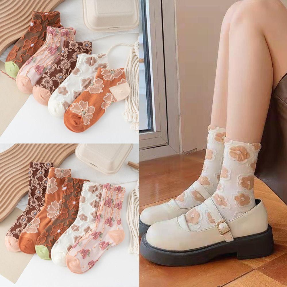 5Pairs Flower Girls Mid-calf Socks Thin Sweet Sock Women Fashion Floral Tube Socks Girl Short Style
5Pairs Flower Girls Mid-calf Socks Thin Sweet Sock Women Fashion Floral Tube Socks Girl Short Style