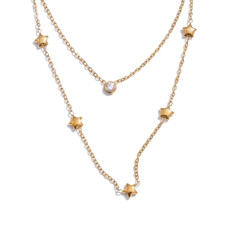 Yhpup New Stainless Steel Double Layer Star Zircon Chain Necklace Summer Fashion Collarbone Chain Jewellery Waterproof Jewelry
Yhpup New Stainless Steel Double Layer Star Zircon Chain Necklace Summer Fashion Collarbone Chain Jewellery Waterproof Jewelry
