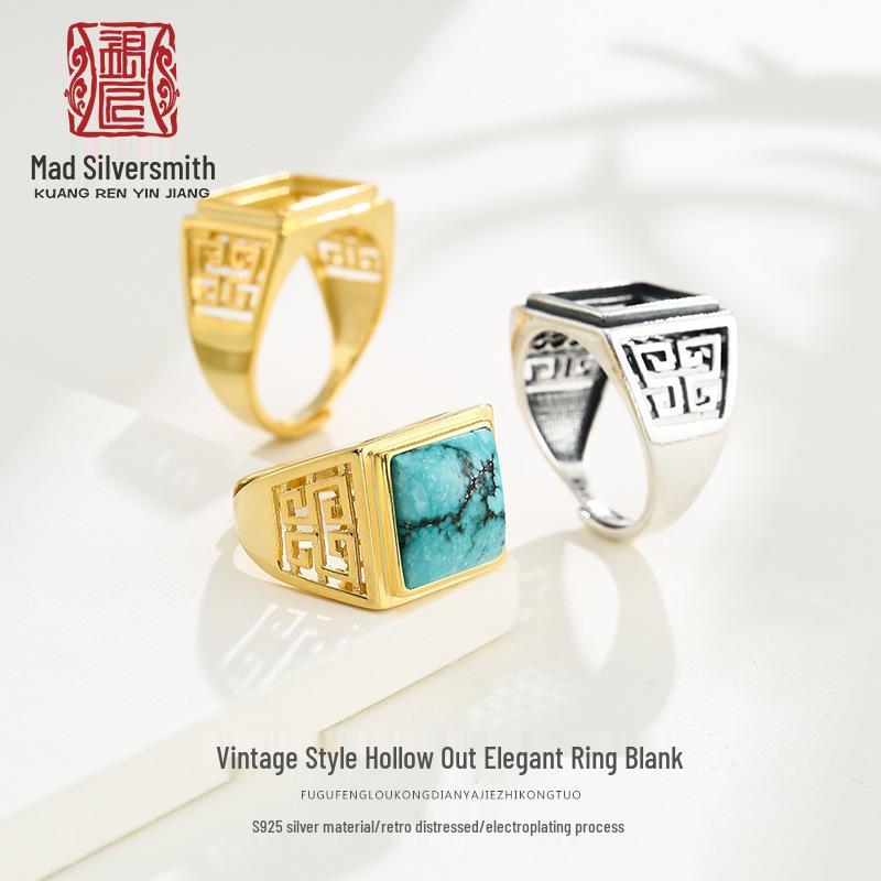 Men s S925 Sterling Silver Square Ring with Amber and Turquoise Inlay, Gold-Plated Simple Design. Adjustable Opening
Men s S925 Sterling Silver Square Ring with Amber and Turquoise Inlay, Gold-Plated Simple Design. Adjustable Opening