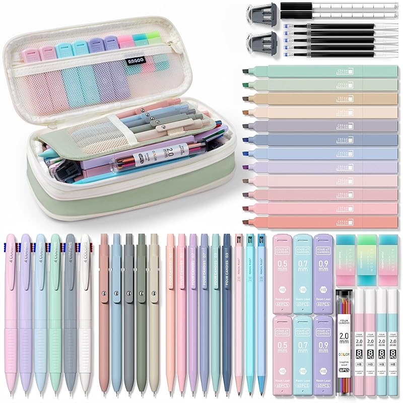 Four Candies stationery 56 piece set 4 color ballpoint pen Mechanical pencil (0.5, 0.7, 0.9 & 2.0mm) fluorescent gel ballpoint pen pencil case refill
Four Candies stationery 56 piece set 4 color ballpoint pen Mechanical pencil (0.5, 0.7, 0.9 & 2.0mm) fluorescent gel ballpoint pen pencil case refill