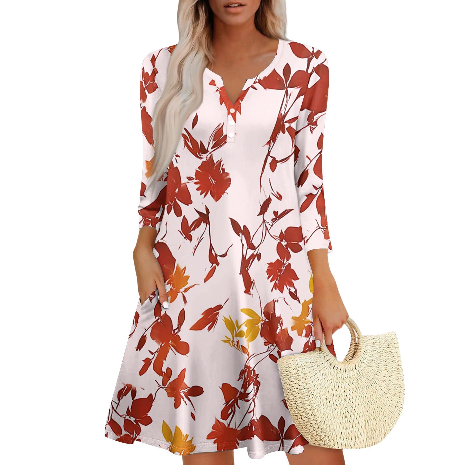 Женское модное платье с V-образным вырезом, пуговицами, рукавами длиной семь восьмых, карманом и цветочным принтом S красный
Женское модное платье с V-образным вырезом, пуговицами, рукавами длиной семь восьмых, карманом и цветочным принтом S красный