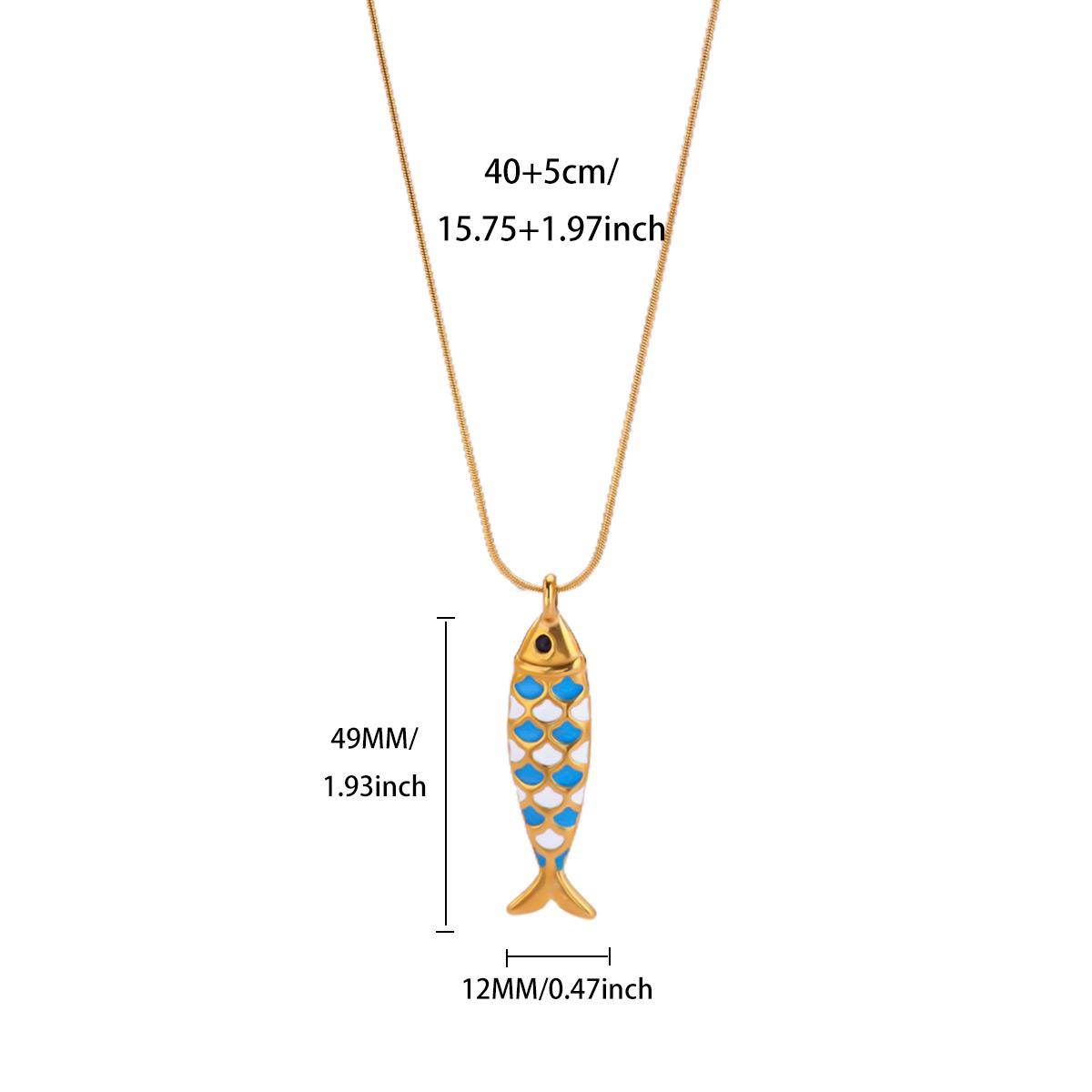 Colored Enamel Fish Pendant Necklace for Women Men Rope Snake Chain Necklaces Ocean Stainless Steel Jewelry Lucky Jewish collar 45cm
Colored Enamel Fish Pendant Necklace for Women Men Rope Snake Chain Necklaces Ocean Stainless Steel Jewelry Lucky Jewish collar 45cm