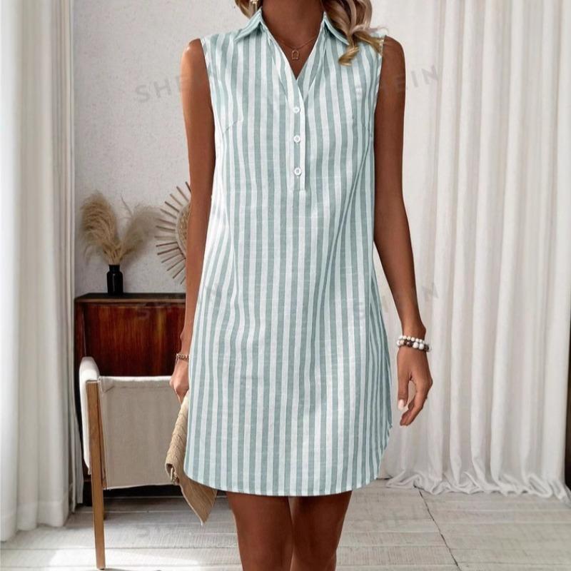 Women s Fashion Summer Spring Stripe Print Sleeveless POLO Neck Loose Waistline Casual Dresses XXL зелений
Women s Fashion Summer Spring Stripe Print Sleeveless POLO Neck Loose Waistline Casual Dresses XXL зелений