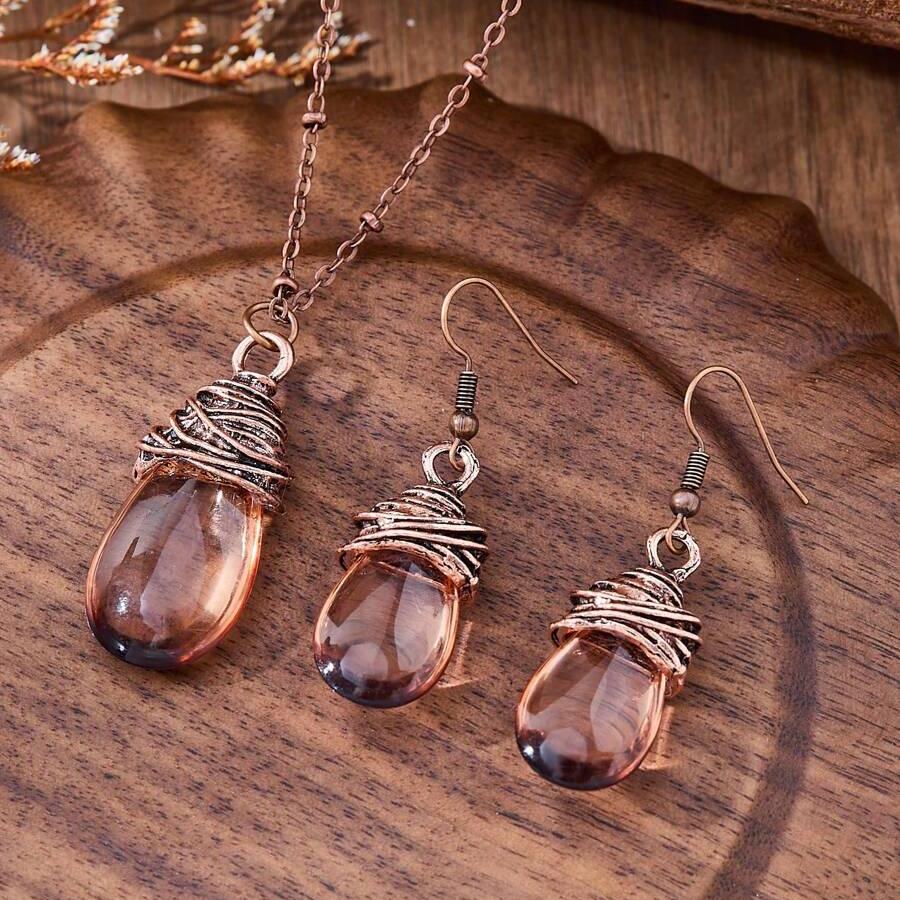 Bohemian Jewelry Set for women, Water Drop necklace and earrings Gift non tarnish Jewelry bohemian Western Style
Bohemian Jewelry Set for women, Water Drop necklace and earrings Gift non tarnish Jewelry bohemian Western Style