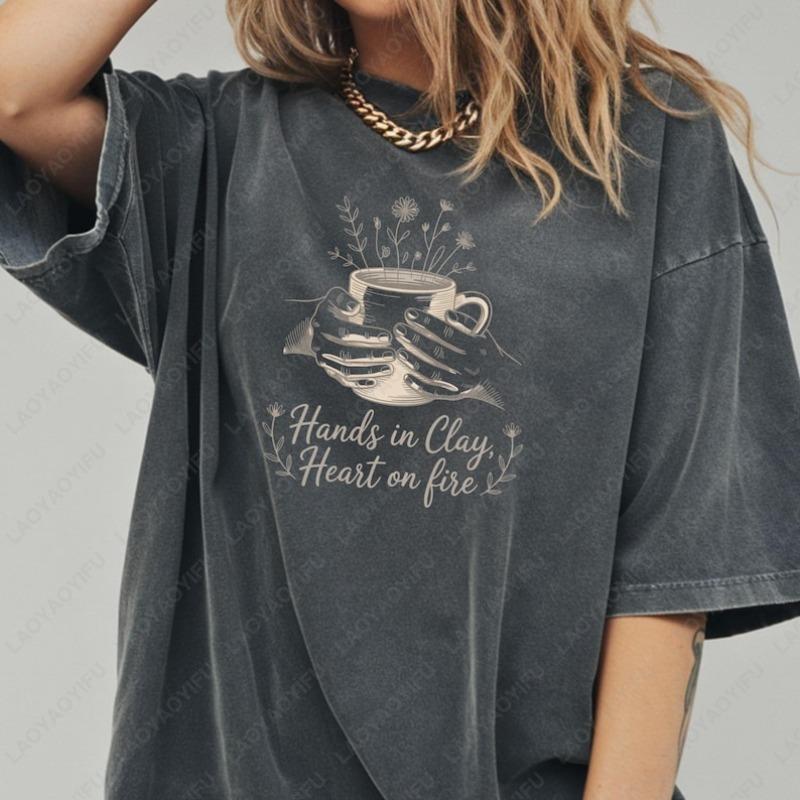 Female Potter Tshirt Hands In Clay Heart On Fire Cottagecore Ceramic Cotton Shirt Pottery Wheel Oneck Printed Tops Girls Gift S
Female Potter Tshirt Hands In Clay Heart On Fire Cottagecore Ceramic Cotton Shirt Pottery Wheel Oneck Printed Tops Girls Gift S