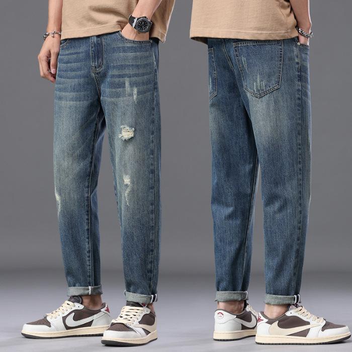 Spring and summer jeans men s versatile straight-leg Korean style trendy youth versatile loose casual ripped men s pants 38 темно-синього кольору
Spring and summer jeans men s versatile straight-leg Korean style trendy youth versatile loose casual ripped men s pants 38 темно-синього кольору