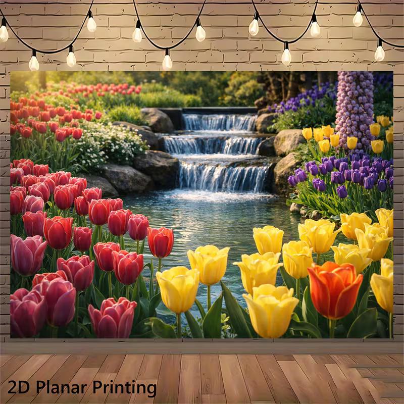 2D Flat Printed Tulip Backdrop, Vibrant Multicolor Tulip Garden with Waterfall Photo Background 47.2x31.5inch/120*80cm
2D Flat Printed Tulip Backdrop, Vibrant Multicolor Tulip Garden with Waterfall Photo Background 47.2x31.5inch/120*80cm