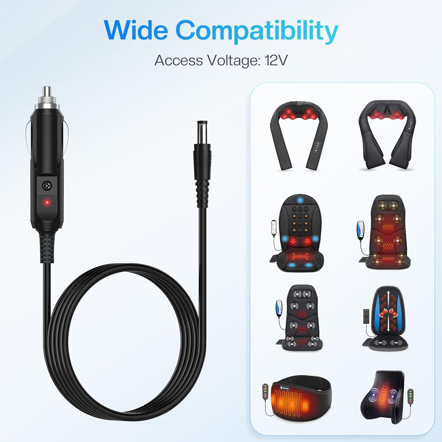 12V Car Adapter for All Comfier Neck Back Massage Cushion Cigarette Lighter Car Charger Adapter
12V Car Adapter for All Comfier Neck Back Massage Cushion Cigarette Lighter Car Charger Adapter