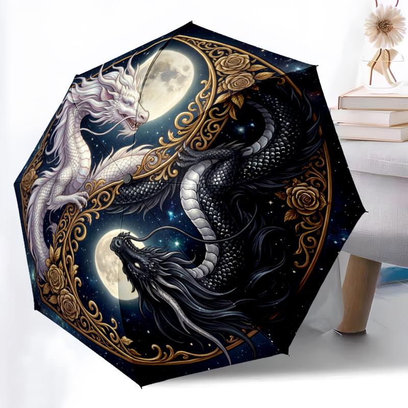1pc Auto Open-Close 8-Rib Umbrella, YIN YANG Evil Dragon Umbrella for Outdoor Use - Compact for Camping and Hiking
1pc Auto Open-Close 8-Rib Umbrella, YIN YANG Evil Dragon Umbrella for Outdoor Use - Compact for Camping and Hiking