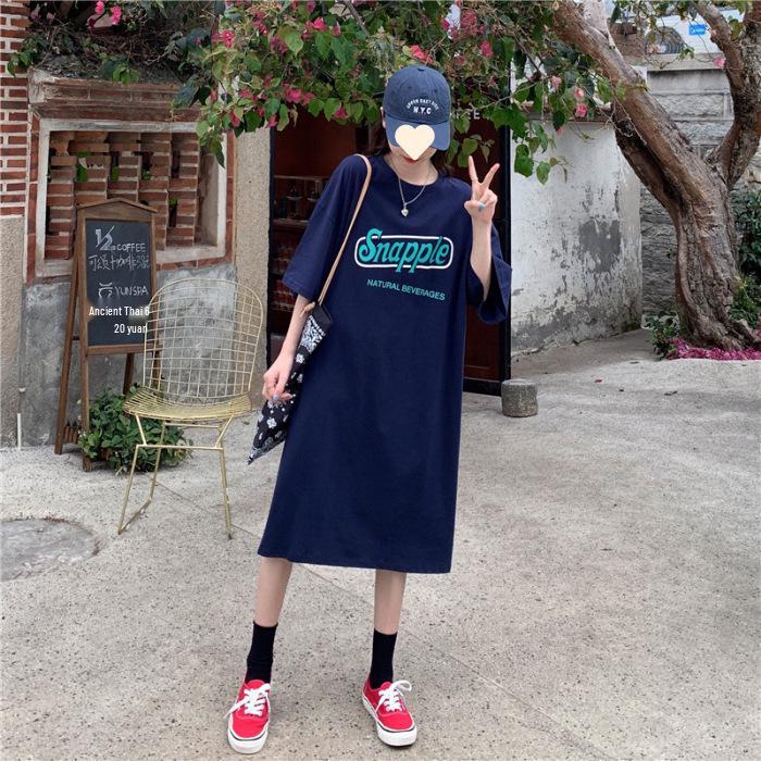 Korean Plus Size Women s Short-Sleeve Summer Long T-shirt Dress - Casual Over-the-Knee Belly-Covering Mid-Length Top Extra Large темно-синий
Korean Plus Size Women s Short-Sleeve Summer Long T-shirt Dress - Casual Over-the-Knee Belly-Covering Mid-Length Top Extra Large темно-синий