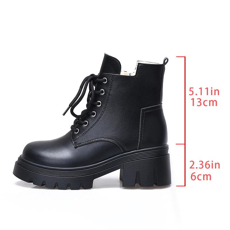 Classic Chunky Platform Ankle Boots Women Lace Up Warm Thicken Plush Winter Boots Woman Thick Sole Pu Leather Motorcycle Botas 40
Classic Chunky Platform Ankle Boots Women Lace Up Warm Thicken Plush Winter Boots Woman Thick Sole Pu Leather Motorcycle Botas 40