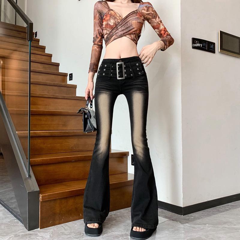 Women s Retro Washed Low-Rise Flare Jeans with Belt - Early Autumn Spice Small чорний колір сірий
Women s Retro Washed Low-Rise Flare Jeans with Belt - Early Autumn Spice Small чорний колір сірий