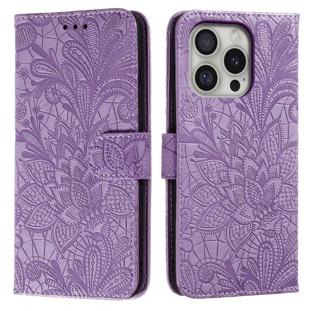 For iPhone 16 Pro Max Case Lace Flowers PU Leather Flip Wallet Phone Cover Purple
For iPhone 16 Pro Max Case Lace Flowers PU Leather Flip Wallet Phone Cover Purple