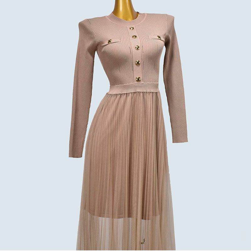 Match with Coat Half-High Collar Long Sleeves Pullover Chiffon Patchwork Slim-Fit Pleated Elegant Slimming Knitted Mid Length Long Length Dress Khaki All yards
Match with Coat Half-High Collar Long Sleeves Pullover Chiffon Patchwork Slim-Fit Pleated Elegant Slimming Knitted Mid Length Long Length Dress Khaki All yards