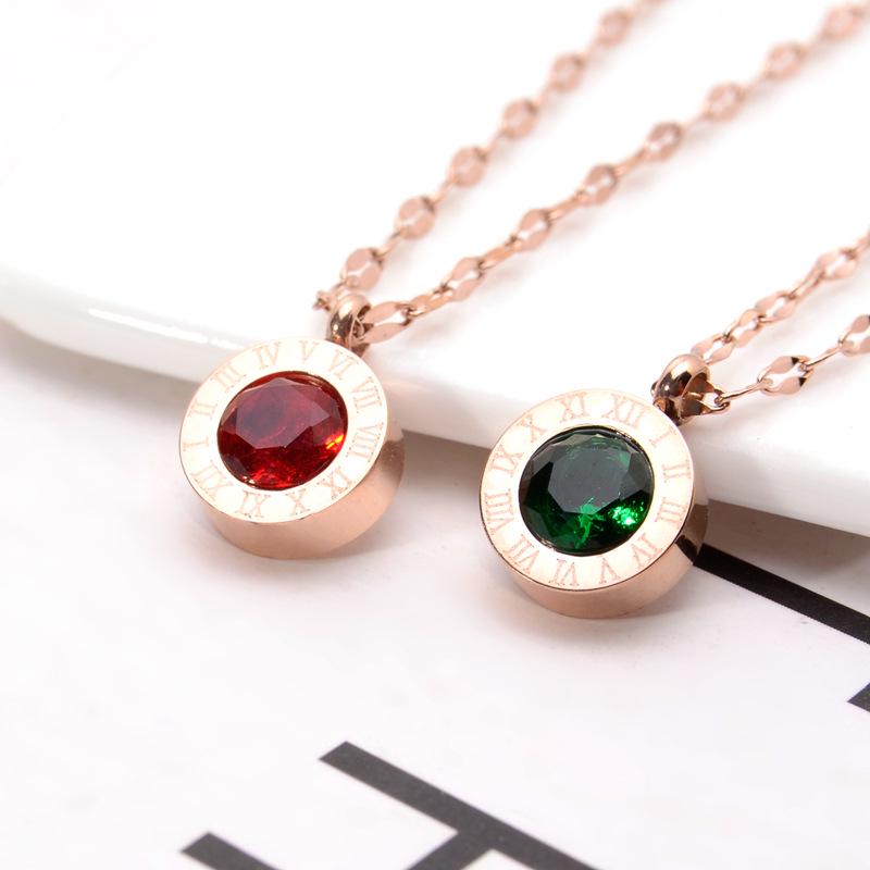 Trendy Titanium Steel Roman Numerals Necklace with Green Diamond, Non-Allergic Women’s Choker
Trendy Titanium Steel Roman Numerals Necklace with Green Diamond, Non-Allergic Women’s Choker