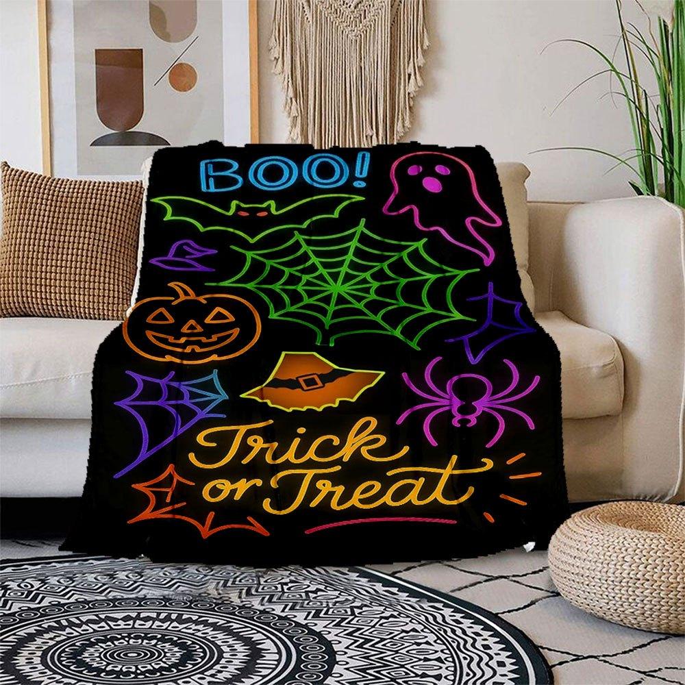 Halloween Neon Sign Trick or Treat Ghost Bat Spider Pumpkin Light DecorBlanket Flannel Throw Blanket for Sofa, Bed, Travel, Camping, Office, 150x180cm
Halloween Neon Sign Trick or Treat Ghost Bat Spider Pumpkin Light DecorBlanket Flannel Throw Blanket for Sofa, Bed, Travel, Camping, Office, 150x180cm