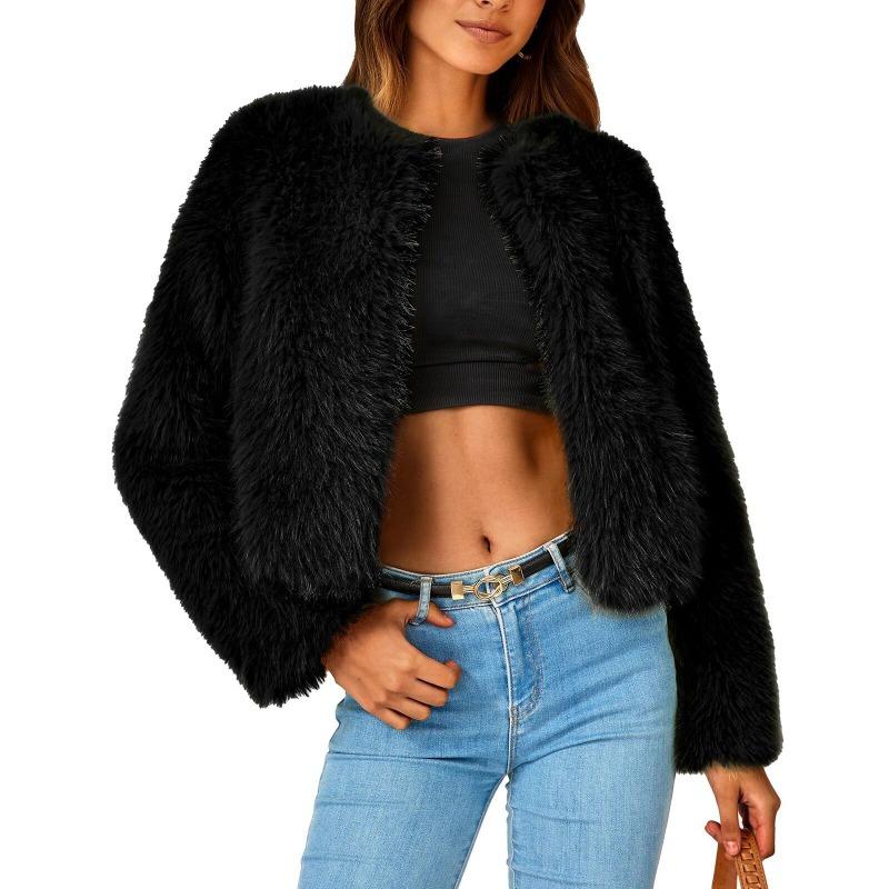 Women s Black Faux Fur Cropped Jacket Open Front Warm Winter Coat Round Neck S чорний
Women s Black Faux Fur Cropped Jacket Open Front Warm Winter Coat Round Neck S чорний