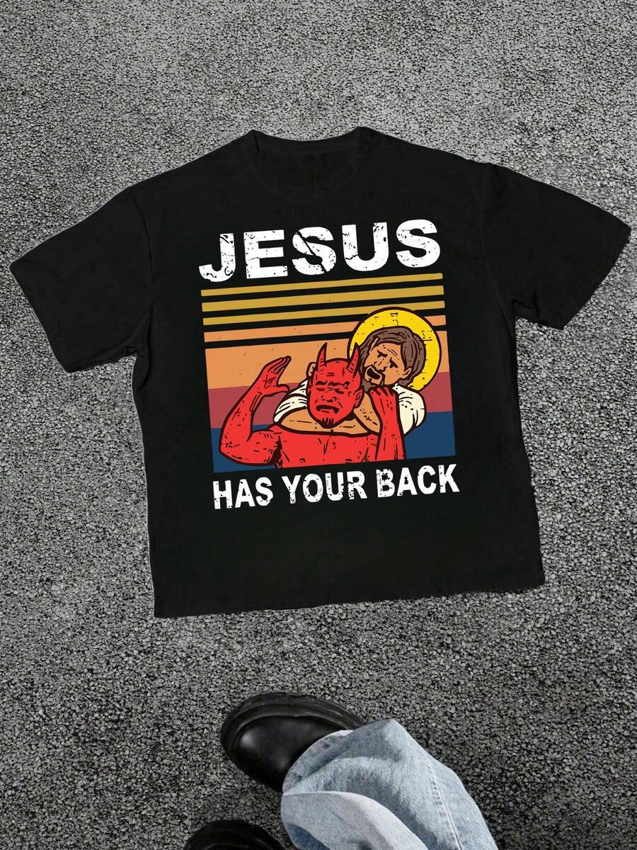 Men s Jesus Devil Has Your Back Graphic Print T Shirt 100% Cotton Tee Streetwear Casual Short Sleeve T Shirt 5XL різнокольоровий
Men s Jesus Devil Has Your Back Graphic Print T Shirt 100% Cotton Tee Streetwear Casual Short Sleeve T Shirt 5XL різнокольоровий