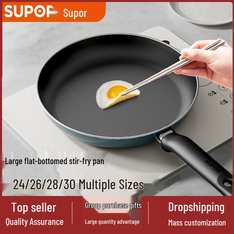Supor Non-stick Flat-bottom Frying Pan - Low Smoke, Less Oil, Ideal for Stir-fry, Breakfast, Fried Eggs & Pancakes, Lightweight & Compact. EJ24HAN01 24cm Gas Only with Wooden Spatula
Supor Non-stick Flat-bottom Frying Pan - Low Smoke, Less Oil, Ideal for Stir-fry, Breakfast, Fried Eggs & Pancakes, Lightweight & Compact. EJ24HAN01 24cm Gas Only with Wooden Spatula