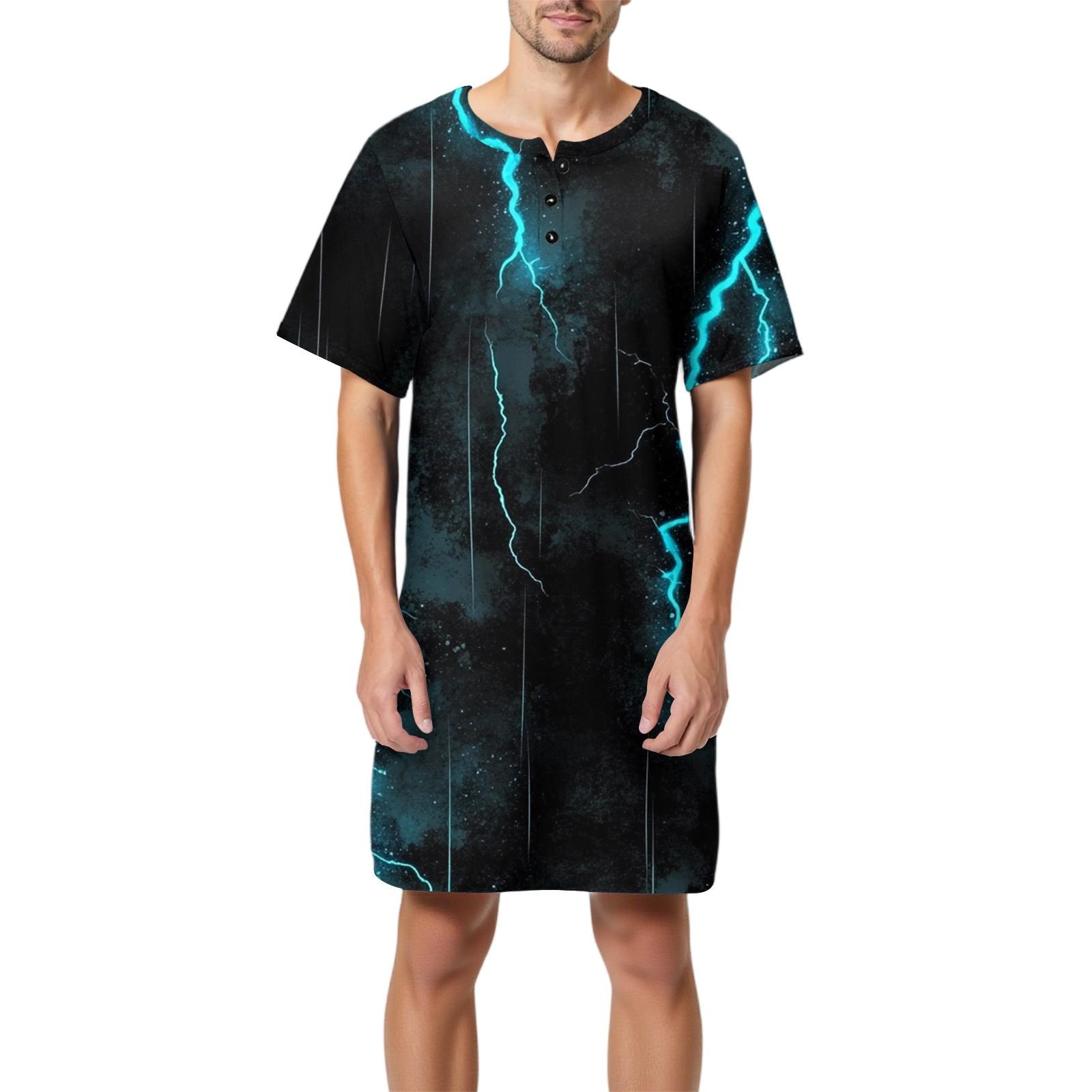 Мужская мода Принтованная хлопковая пижама с коротким рукавом Воротник на пуговицах Длинная свободная домашняя одежда M
Мужская мода Принтованная хлопковая пижама с коротким рукавом Воротник на пуговицах Длинная свободная домашняя одежда M