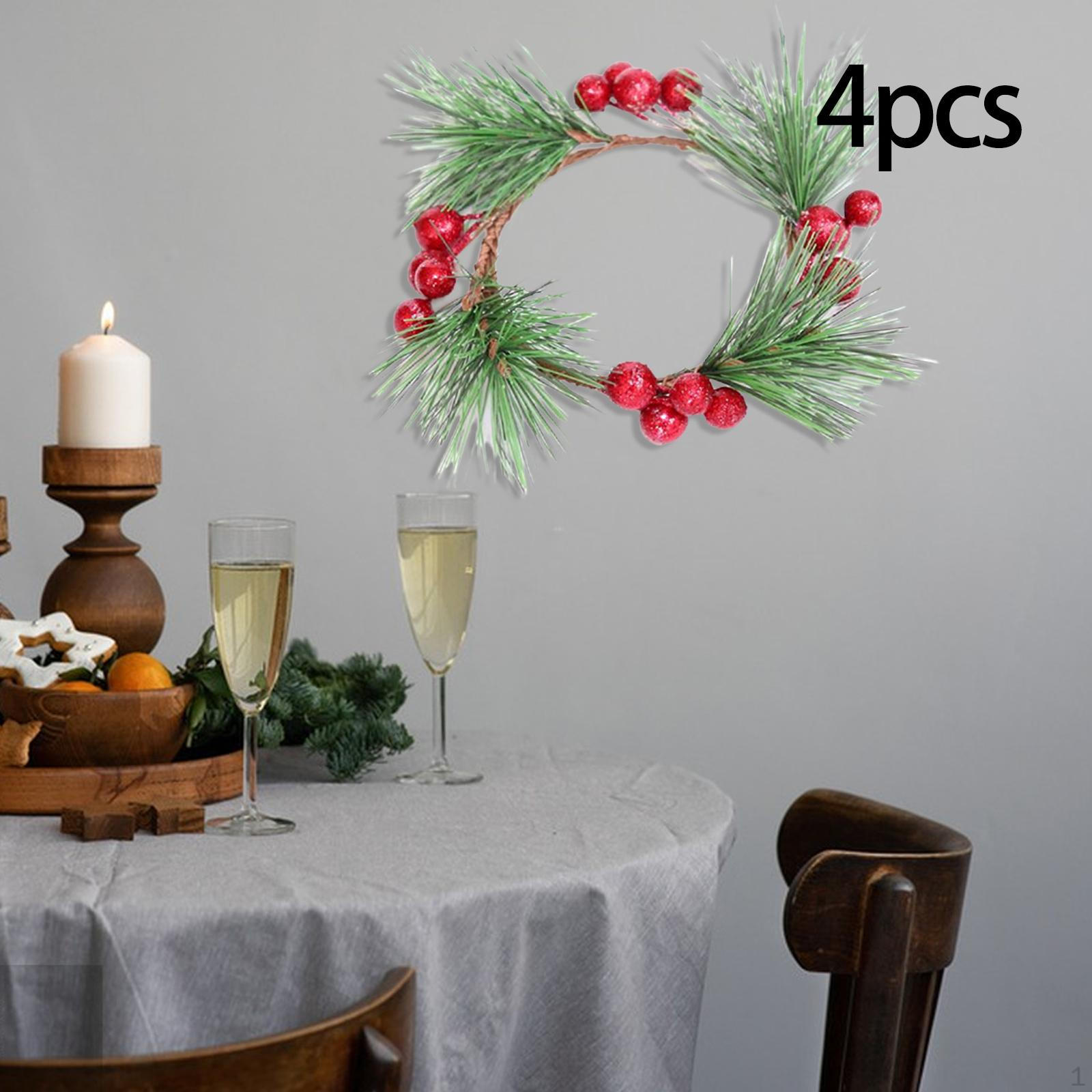 4Pcs Pine Leaves Candle Wreaths with Artificial Red Berries, 3 Inches Rings for Table
4Pcs Pine Leaves Candle Wreaths with Artificial Red Berries, 3 Inches Rings for Table