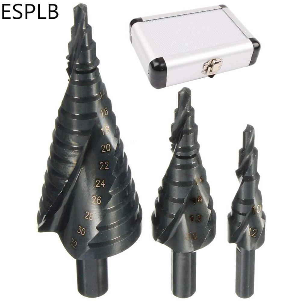 ESPLB 3pcs HSS Cobalt Step Drills Bit 4-32MM High Speed Steel Nitrogen Spiral Triangle Shank Drill Bit Set for Metal Cone
ESPLB 3pcs HSS Cobalt Step Drills Bit 4-32MM High Speed Steel Nitrogen Spiral Triangle Shank Drill Bit Set for Metal Cone