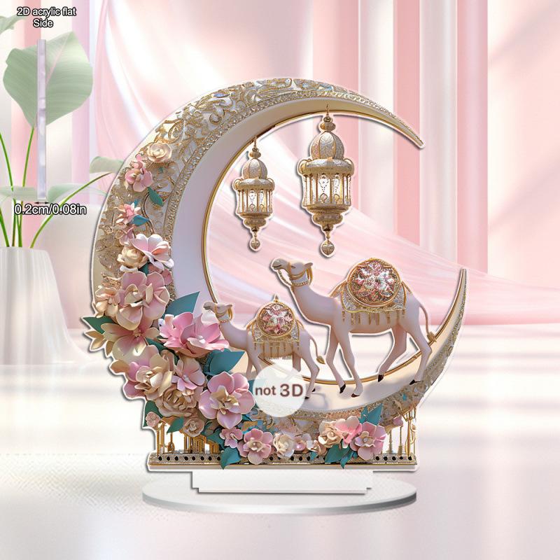 2D Flat, Pink Flowers Camels on The Moon Acrylic Desktop Decoration, with Base, Suitable for wall decoration, porch, room, villa, accents Home, Hallwa 20*19CM
2D Flat, Pink Flowers Camels on The Moon Acrylic Desktop Decoration, with Base, Suitable for wall decoration, porch, room, villa, accents Home, Hallwa 20*19CM