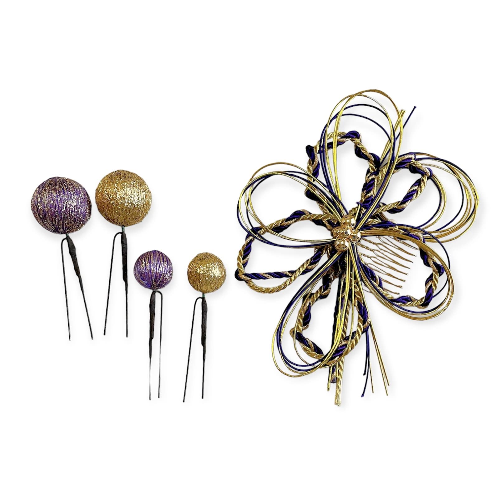 Purple and Gold Mizuhiki Hair Ornament with Tamakanzashi Kumihimo for and Suitable for and (Braided Hairpin) Kimono, Coming-of-Age Ceremonies, фиолетовый
Purple and Gold Mizuhiki Hair Ornament with Tamakanzashi Kumihimo for and Suitable for and (Braided Hairpin) Kimono, Coming-of-Age Ceremonies, фиолетовый