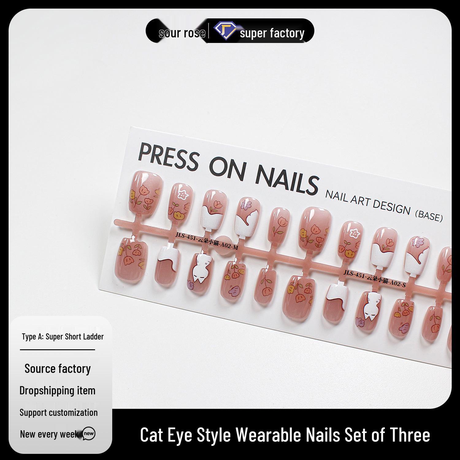 Jiaolong Cat Eye Nail Art Kit: Handmade Cloud Kitten Nail Tips & Wearable Stickers
Jiaolong Cat Eye Nail Art Kit: Handmade Cloud Kitten Nail Tips & Wearable Stickers