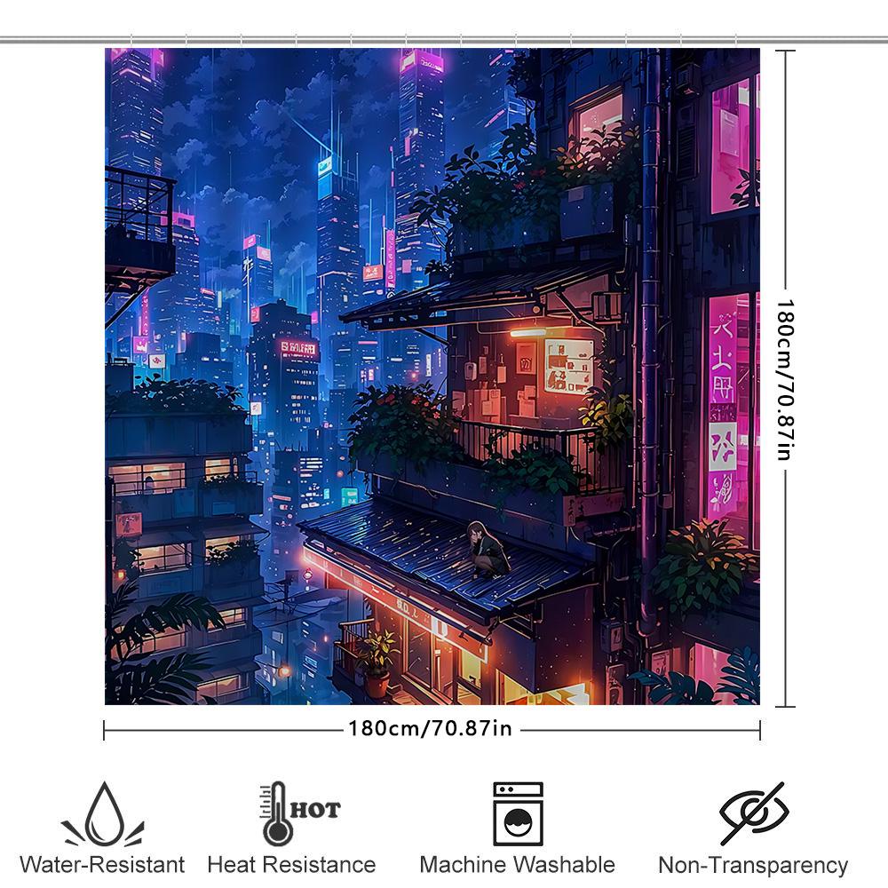 Cyberpunk Cityscape Shower Curtain Waterproof Heat Resistant Machine Washable Non Transparent For Stylish Home Upgrade W60H190(CM)-1 Pcs
Cyberpunk Cityscape Shower Curtain Waterproof Heat Resistant Machine Washable Non Transparent For Stylish Home Upgrade W60H190(CM)-1 Pcs